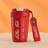 Nueva taza de café estilo Coca-Cola de marca conjunta, taza de vacío con cuerda de acero inoxidable 304, taza de agua portátil para mujer, hombre