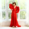 Bata de boda estilo vintage para mujer, satén con mangas de campana grandes, ribete de encaje, cola larga, ropa de dormir para el hogar, multicolor 941