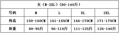 女（M-2XL）(80-140斤）