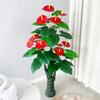 Hongyun Dangtou árvore falsa árvore palma vermelha flor artificial em vaso plástico verde flor decorativa sala de estar bonsai planta verde