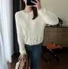 Cárdigan de Punto Bordado Floral de Moda para Otoño e Invierno, Versátil, Clásico, Cuello Redondo, Top Suéter Chaqueta