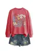 Amazon eBay site independente moda casual elegante feminina vermelho, amarelo, branco, roxo floral outono e inverno moletom
