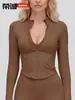 Jaqueta de Yoga com Gola Alta e Zíper de Manga Longa para Mulheres Outono e Inverno Ajustada de Secagem Rápida Roupa de Yoga Top Esportivo para Fitness ao Ar Livre