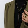 Colar de moda japonesa e coreana corrente longa para suéter primavera e verão feminino popular geométrico com nó e franja aço titânio ouro 18k feminino M045