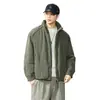 Chaqueta reversible de retazos de marca moderna de alta resistencia con cuello alto, abrigo de algodón casual versátil holgado estilo americano para hombre de invierno