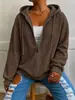 Cárdigan de punto con capucha y cremallera, casual, holgado, para mujer, transfronterizo europeo y americano, chaqueta texturizada de manga larga con hombros caídos, otoño e invierno