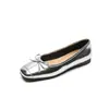 Zapatos de Tacón Bajo Estilo Francés con Lazo y Punta Cuadrada 2026 Primavera Boca Baja Piel Genuina Moda Zapatos de Mujer