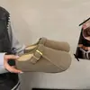 Zapatillas de Media Caña Birkenstock de Lana Gruesa con Punta Reforzada Estilo Retro para Mujer Ropa de Exterior Otoño/Invierno 2026 Nuevos Zapatos de Algodón Cálidos con Forro de Piel