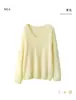 Suéter de Punto de Cachemira Cepillada sin Costuras con Cuello en V para Mujer, Otoño e Invierno, Jersey Holgado de Manga Larga