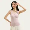 Chaleco térmico de terciopelo fino de Lyocell para otoño e invierno para mujer con almohadillas en el pecho, cuello en V de encaje, top interior sin costuras para capas