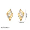 Estilo Ins de Celebridad de Internet Europeo y Americano Pendientes Asimétricos Cóncavos y Convexos de Acero Inoxidable Color Oro de 18K Pendientes Personalizados de Moda Tendencia