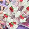 Dulce y Lindo Bordado Pequeño Lazo de Encaje de Cereza Rosa Círculo Intestinal Infantil Círculo para Cola de Caballo de Pony Niña Banda Elástica Titular