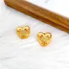 Nuevos Pendientes Retro Franceses Estilo Palacio con Zirconia Incrustada Flor de Cristal Hueca Texturizada y Forma de Corazón