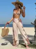 Traje de Banho Novo Europeu e Americano Transfronteiriço 2027 Novo Traje de Banho Calça Longa Conjunto de Três Peças Traje de Banho Estampado de Alta Qualidade Huludao