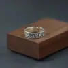 Anillo de Dragón Chino Dominante Retro para Hombre Estilo Chino Zodiaco Dragón Elegante Simple Moda Plata Tailandesa Abierto Anillo Creativo