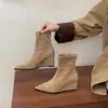 Botas de Moda de Cuña con Punta para Aumentar la Altura, Estilo Nuevo Otoño/Invierno 2026, para Mujeres Menudas, Botas Melard, Botas Elásticas Ajustadas