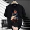 Camiseta de Algodão Manga Curta Desenho Animado Masculina Verão Tendência Marca Solta Gola Redonda Manga Meia Tendência Estampada Casual Camiseta de Casal