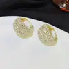 Brincos de Cesta de Flores Metálica Plissada Cintilantes para Mulheres, Estilosos de Alto Padrão de Nicho, Brincos Modernos e Versáteis