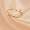 Anillo de Nuevo Estilo Transfronterizo Estilo Ins, Anillo Sencillo para Dedo Pequeño de Mujer, Acero Inoxidable Dorado de 18K, Anillo Pequeño con Corazón