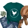 Crío pollos. Amazon comercio exterior nuevo estampado de letras patrón de pollo manga corta cuello redondo camiseta mujer