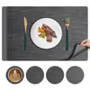 Esterilla Occidental Cuadrada con Patrón Tejido Esterilla para Comedor en Casa Esterilla para Tazón Esterilla de Cuero para Mesa de Comedor de Hotel Esterilla Aislante Impermeable y a Prueba de Aceite