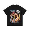 Rapper americano de rua estampou camiseta lavada de manga curta masculina e feminina da marca de moda hip hop solta base de manga comprida t