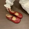 Zapatos planos Mary Jane de punta redonda Birkenstock para mujer, nuevos de primavera-verano 2025, mocasines con hebilla pequeña, zapatos pequeños de cuero retro