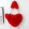 Nueva Bolsa de Peluche con Forma de Corazón Estilo Coreano Otoño/Invierno 2024 para Mujer, Bolso Cruzado con Cadena, Lindo Bolso Peludo con Orejas de Conejo, Versátil Diseño de Corazón