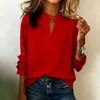 Nueva camisa elegante de manga larga con cuello en V casual para mujer, estación independiente de Amazon, transfronteriza europea y americana, disponible para venta al por mayor a partir de una pieza