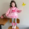 Conjunto para Meninas Primavera Outono 2026 Novo Infantil Outono Estiloso Casual Bebê Moderno Leggings Roupas de Outono Conjunto de Duas Peças