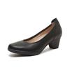 Platinum Disi 2025 Primavera Nuevo Tacón Alto Tacón Grueso Commuter Zapatos de Mujer Boca Baja Blanco Leche Piel de Vaca Suave Cómodos Zapatos Individuales de Mujer
