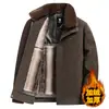 Abrigo de invierno casual y moderno para hombre, estilo coreano, con cuello de piel sintética y forro polar, adecuado para hombres de mediana edad y mayores