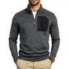 Ropa de hombre transfronteriza, talla US, sudadera con forro polar catiónico para otoño e invierno, sudadera con media cremallera y cuello alto con bolsillos de parche para hombre en Amazon