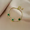 Pulsera de diamantes de alta calidad para mujer Diseño de nicho ins europeo y americano joyería para novias amigas acero de titanio Moda Femenina Diamante Verde