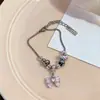 Colar de Pérolas Rosa com Laço Doce e Fresco Estilo Coreano, Design de Nicho, Versátil, Simples, Moderno, Pulseira de Alta Qualidade para Mulheres