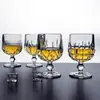 Copa de brandy francesa de patas cortas, vidrio engrosado, copa de whisky, copa de vino extranjera, a cuadros tallados, estrella, diamante, copa de vino tinto