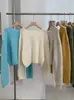 KEKEZOON Estilo Coreano Sencillo Versátil Otoño Invierno Cuello Redondo Color Sólido Suéter de Punto Manga Larga para Mujer 9350