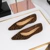 3683-15 Zapatos de Tacón de Cuña Cómodos Puntiagudos Estilo Europeo y Americano Ante Boca Baja Tacón Bajo Zapatos de Mujer Estampado de Leopardo Zapatos de Pedal Mujer