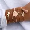 Joias de Mão Populares Transfronteiriças Europeias e Americanas Conjunto de Pulseiras de Concha com Borla de Liga Metálica Pulseira de Peças Múltiplas Esmaltada Acessórios de Moda Feminina