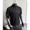 Sudadera de manga larga estilo americano con cuello Henry para hombre, nuevo modelo de principios de otoño, top deportivo informal de cuello redondo de moda para adolescentes
