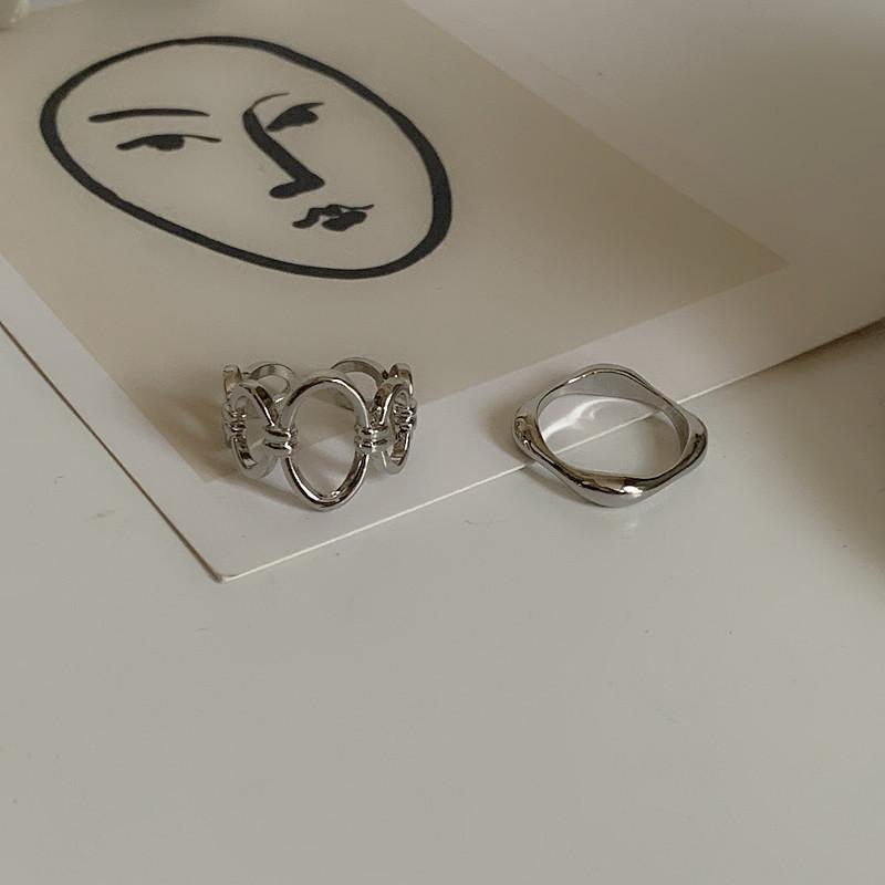 个性几何戒指2件套