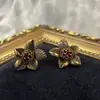 Pendientes y Anillos de Flor de Estambre Retro de Alta Gama Desgastados, Conjunto de Moda Colorido de Diseño de Nicho, Joyería para Mujer al por Mayor