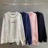 Logo de letras por toda la prenda, Suéter de punto con cuello redondo, Top casual holgado unisex, Estilo europeo y americano, Corte holgado