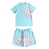 Estilo callejero hip-hop europeo y americano para hombre y mujer, top holgado de manga corta con estampado de letras, traje deportivo casual de moda de verano para hombre