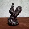 Adornos de Gallo de Ébano Tallado para la Sala de Estar, Artesanías de Buena Suerte, Madera Maciza Tallada Doce Zodiaco Chino Pollo Regalos de Madera