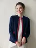 Suéter de Cachemira para Mujer, Holgado, Delgado, Estilo Perezoso Superior, Suéter Versátil, Combinación de Colores Otoño e Invierno Nuevo Cárdigan, Chaqueta de Color Contrastante