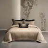 Juego de Ropa de Cama de Cuatro Piezas Jacquard Hueco de Lujo de Alta Precisión, Algodón Tencel Lino, Sábana y Funda de Edredón, Juego de Cama de Alta Gama para Compra Grupal