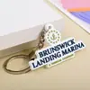 Chaveiro de borracha macia com letra de logo, pingente de placa em formato de tira longa, acessório de marca corporativa, anúncio de exposição empresarial