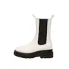 Botas Chelsea de Cavaleiro Estilo Britânico com Solado Grosso Femininas de Cano Médio com Manga em Lã Forrada de Cor Contrastante Botas Curtas tipo Chaminé Outono 2025