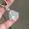 Atacado alto gelo Brasil imperador roxo calcedônia Buda pingente ágata violeta jade Maitreya Buda jade colar